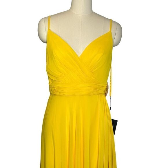 Ieena for Mac Duggal Marigold Chiffon High Low Cocktail Dress | Size 8 - Picture 8 of 13